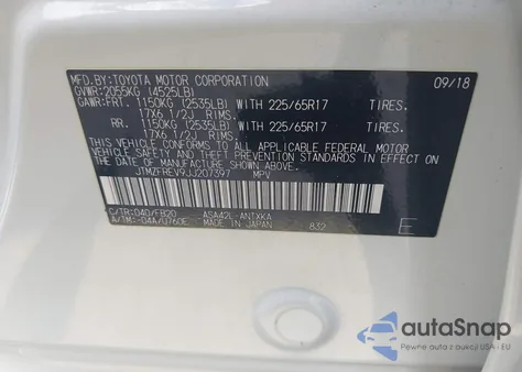 2018 Toyota Rav4 Le from USA, damaged, VIN JTMZFREV9JJ207397